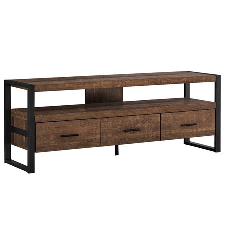 MONARCH SPECIALTIES Tv Stand, 60 Inch, Console, Storage Drawers, Living Room, Bedroom, Metal, Brown I 2820